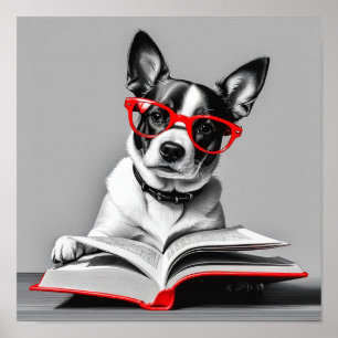 Poster Livre de lecture de chien