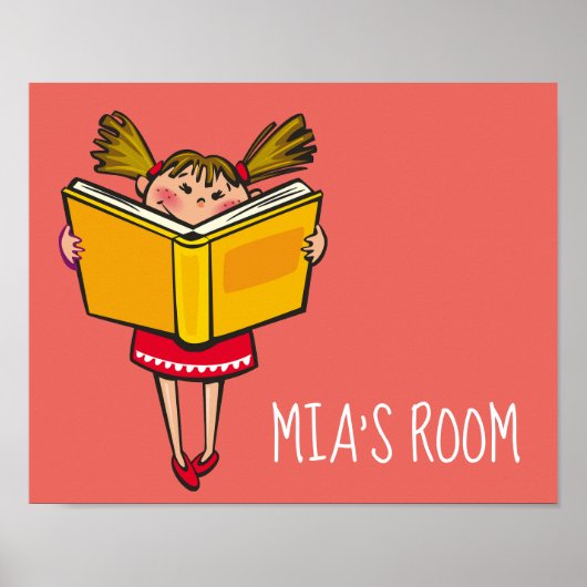 Poster Livre de lecture de fille mignonne chambre filles (Devant)