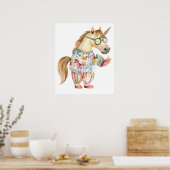 Poster Livre de lecture de licorne lunaire (Cuisine)