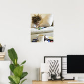 Poster Livre de lecture mixte de race sur canapé (Bureau à domicile)