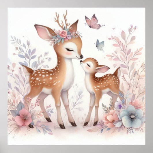 Poster Livre d'histoire Bois Bébés Deer Love (Devant)