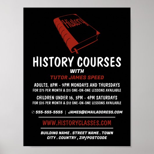 Poster Livre d'histoire rouge, cours d'histoire Publicité (Devant)