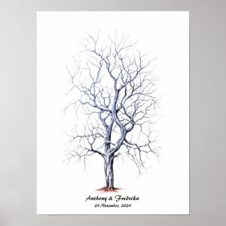 Poster Livre d'invité du Mariage de l'arbre d'empreintes