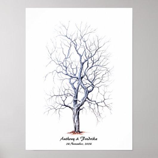 Poster Livre d'invité du Mariage de l'arbre d'empreintes (Devant)