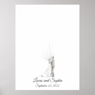 Poster Livre d'invité mariage Couple Fingerprint