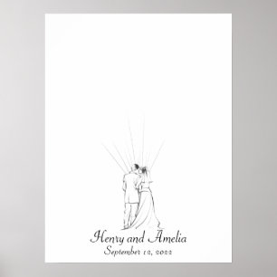 Poster Livre d'invité mariage Couple Fingerprint
