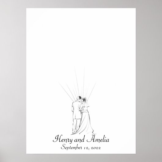 Poster Livre d'invité mariage Couple Fingerprint (Devant)