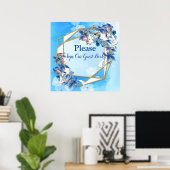 Poster Livre d'invités de la Moonflower illustrée en blan (Bureau à domicile)