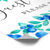 Poster Livre d'or. Écriture de mariage aux bleuets menthe (Coin)