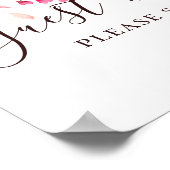 Poster Livre d'or. Mariage floral rose aquarelle écriture (Coin)