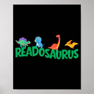 Poster Livre drôle readosaurus livres de dinosaures bibli