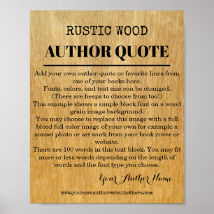 Poster Livre en bois rustique d'auteur de citation