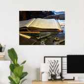 Poster Livre et Lunettes de vue (Bureau à domicile)