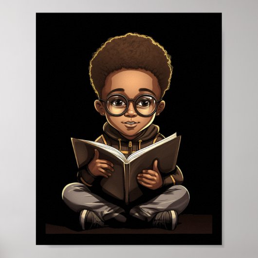 Poster Livre Lecture Afro African American Reader Bookwor (Devant)