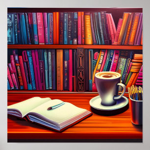 Poster Livre Livres Et Café Esthétiques