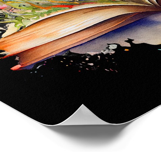 Poster Livre ouvert avec fleurs (Coin)