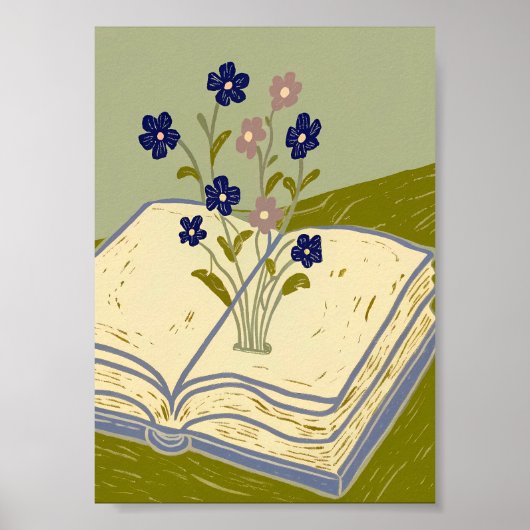 Poster Livre Ouvert Fantaisiste avec Illustration de Fleu (Devant)