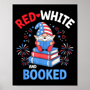 Poster Livre rouge blanc lecteur patriotique drapeau amér