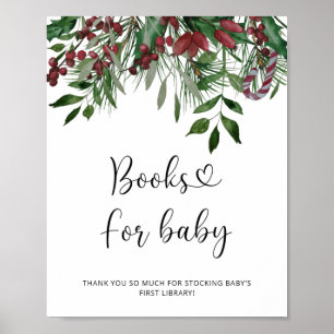 Poster Livres aquarelle hiver pour bébé