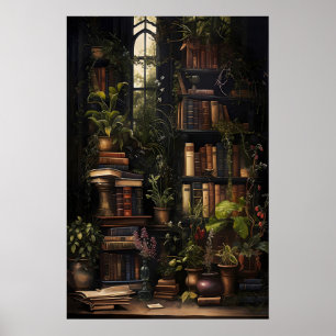 Poster Livres Botaniques Imprimé, Librairie Vintage, Somb