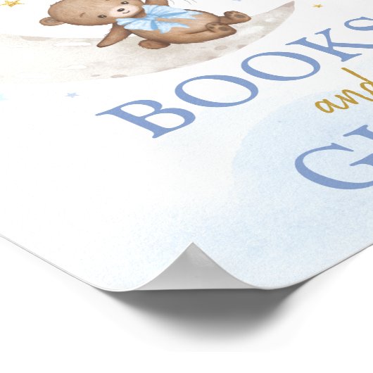 Poster Livres & Cadeaux Lune Teddy Bear Blue Gold Ballons (Coin)