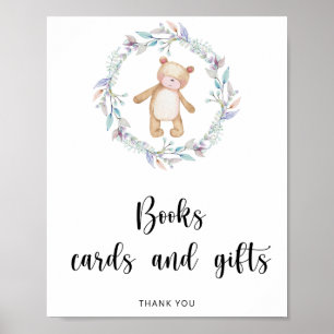Poster Livres cartes et cadeaux de petite fille ours