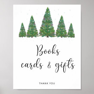 Poster Livres cartes et cadeaux floraux d'hiver à l'aquar
