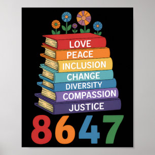 Poster Livres Colorés Empilés Pour le Changement Anti Tru