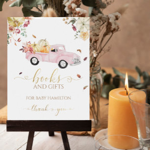 Poster Livres d'automne citrouille pour bébé signe