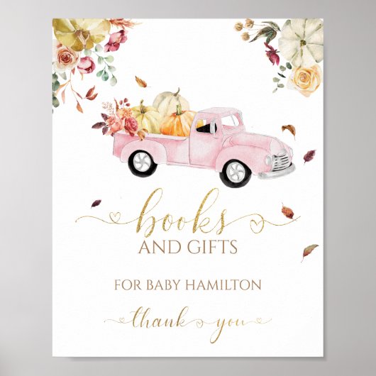 Poster Livres d'automne citrouille pour bébé signe (Devant)