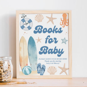 Poster Livres de Baby shower Beach Coastal pour bébé
