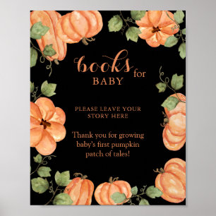 Poster Livres de Baby shower Citrouille de la chute noire