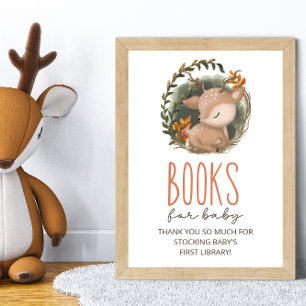 Poster Livres de Baby shower de cerfs en traîneau pour bé
