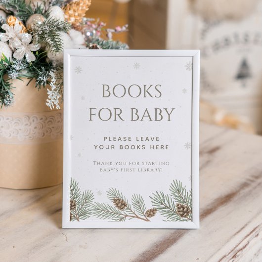 Poster Livres de Baby shower d'hiver pour bébé
