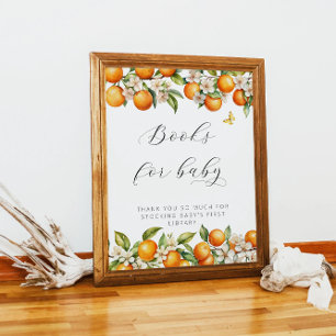 Poster Livres de Baby Shower Orange Été Lumineux Pour Béb