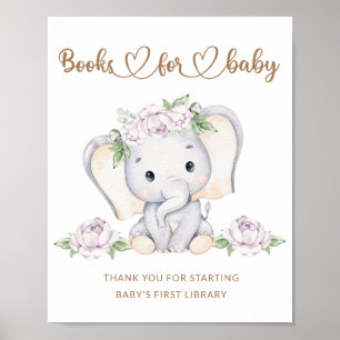 Poster Livres de baby shower pour bébé éléphant