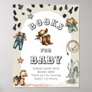Poster Livres de bébé pour Baby Shower Western Howdy Cowb