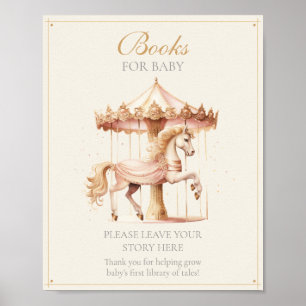 Poster Livres de Cheval de Manège Rose Vintage Pour Bébé