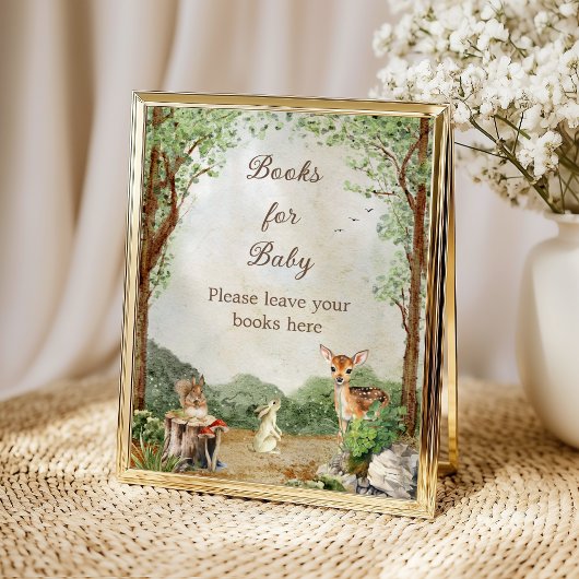 Poster Livres de douche de bébé de forêt pour bébé Affich
