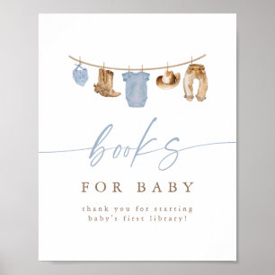 Poster Livres de la corde à linge de cow-boy bleu pour bé