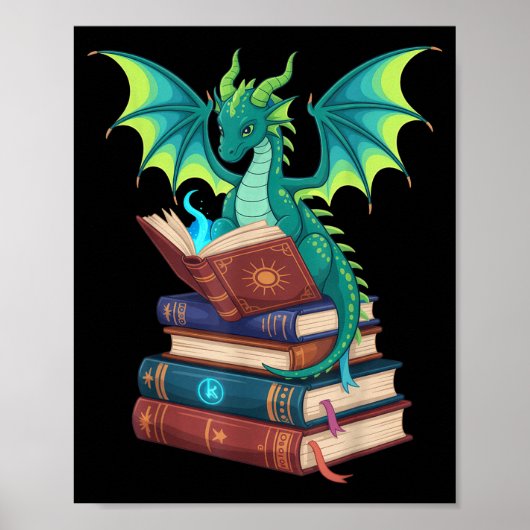 Poster Livres de lecture de dragon amateurs de fantasy cr (Devant)