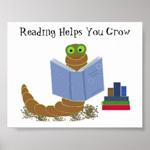 Poster Livres de lecture de ver de livre