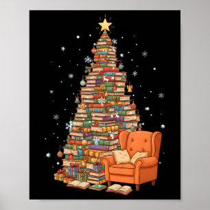 Poster Livres de Noël drôles Arbre Amoureux des livres En