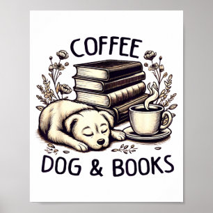 Poster Livres drôles de chiens de café mignons pour femme