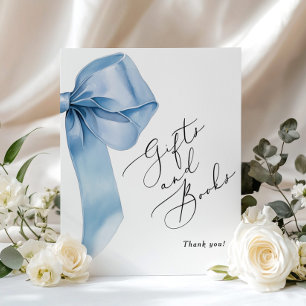 Poster Livres et cadeaux Blue Bow avec calligraphie éléga
