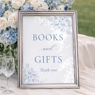 Poster Livres et Cadeaux de Baby Shower Bleus