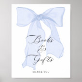 Poster Livres et cadeaux de Baby shower Blue Bow (Devant)