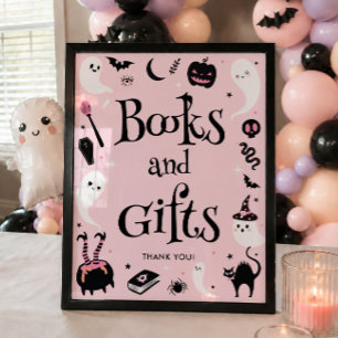 Poster Livres et Cadeaux de Baby Shower Halloween Rose