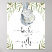 Poster Livres et cadeaux écriteau vert éléphant signe bab (Devant)