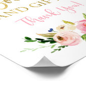 Poster Livres et cadeaux signe floral rose et or (Coin)